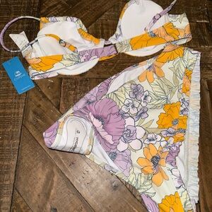 Cupshe Floral Bikini Set in Purple and Yellow